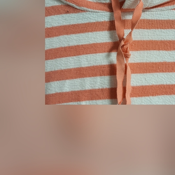 Jones New York Womens Striped Peach and White Hoodie Size M - Picture 3 of 10